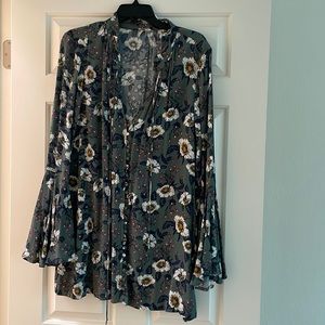 Free people green floral dress size XS